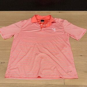 WILDFIRE GOLF COURSE Men's Coral Striped Polo Shirt